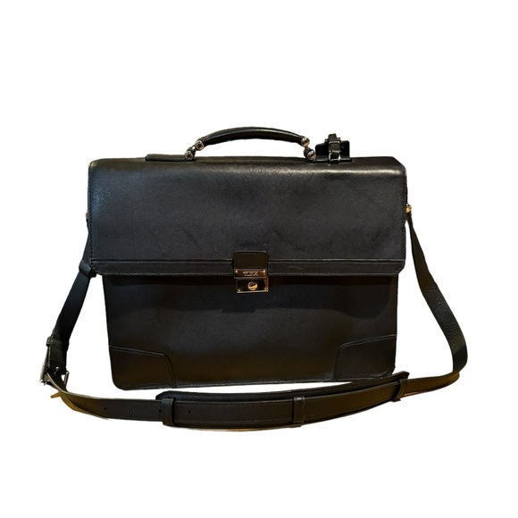 Tumi Mens Leather Strapped Briefcase - Picture 1 of 9
